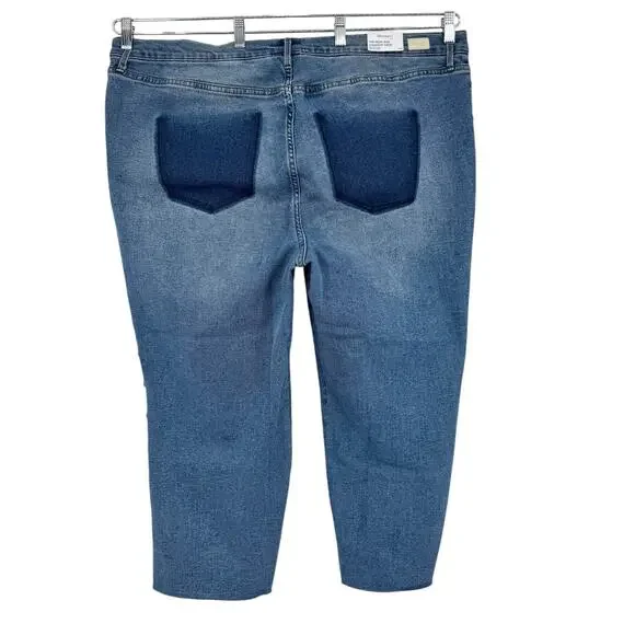 NWT Skinnygirl Plus Sydney Two-Tone Studded Cropped Straight Jean Size 24W 3X - Picture 12 of 16